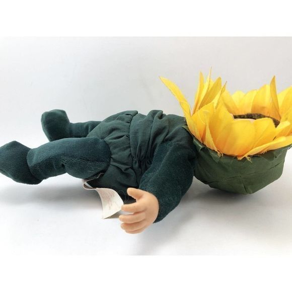 Anne Geddes 7” Sunflower Baby Doll Especially Kids Co. Unimax 1999 Green Yellow - Picture 3 of 8